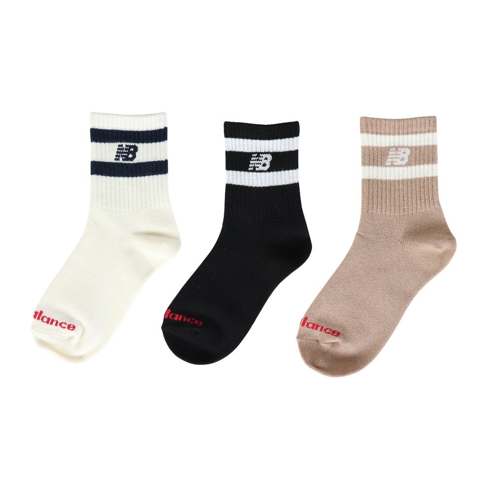 ニューバランス（new balance）（キッズ）ジュニア ショートライン 3足組 ソックス SS-Sサイズ LAS55657AS2 ロゴ入り 新調 シンプル おしゃれ カジュアル 