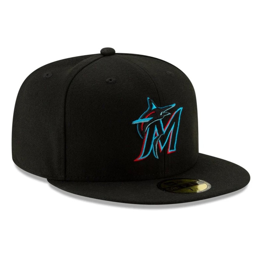 ニューエラ（NEW ERA）（メンズ、レディース）帽子 キャップ 59FIFTY MLBオンフィールド マイアミ・マーリンズ ゲーム 14524874 57.7cm-59.6cm 黒