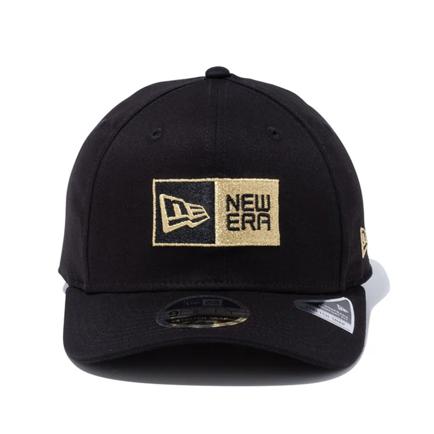 ニューエラ（NEW ERA）（メンズ、レディース）キャップ 9FIFTY ストレッチスナップ ボックスロゴ ブラック×ゴールド Mサイズ 14524915 サイズ調整可能 