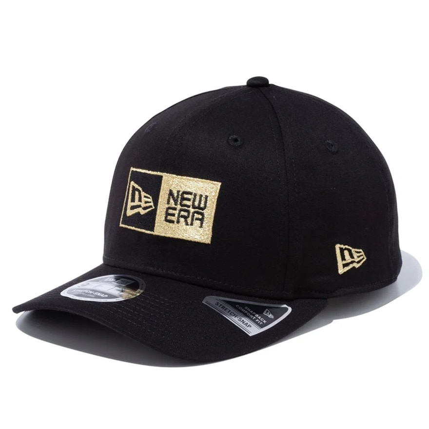ニューエラ（NEW ERA）（メンズ、レディース）キャップ 9FIFTY ストレッチスナップ ボックスロゴ ブラック×ゴールド Mサイズ 14524915 サイズ調整可能 