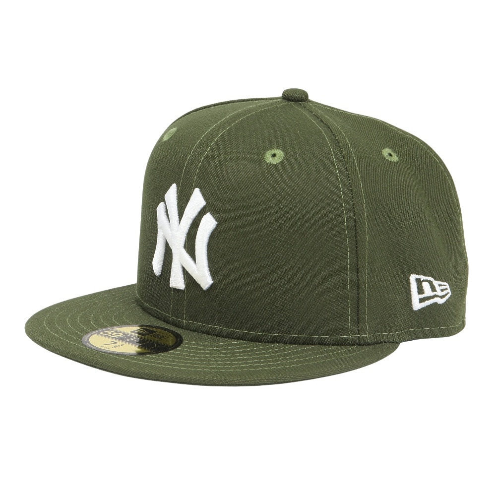 ニューエラ（NEW ERA）（メンズ、レディース）キャップ 59FIFTY ニューヨーク・ヤンキース ライフルグリーン×ホワイト 14525201 帽子 57.7cm-59.6cm