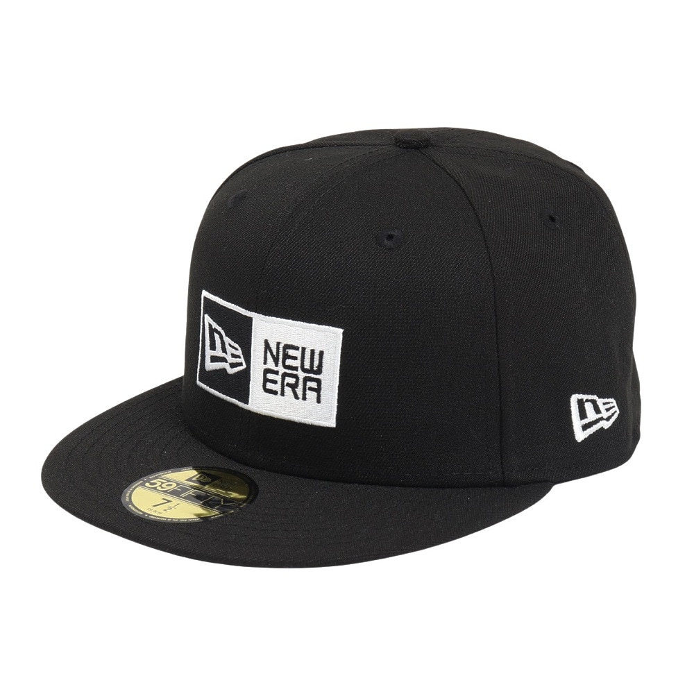 ニューエラ（NEW ERA）（メンズ、レディース）キャップ 59FIFTY ボックスロゴ ブラック×ホワイト 14525230 帽子 57.7cm-59.6cm