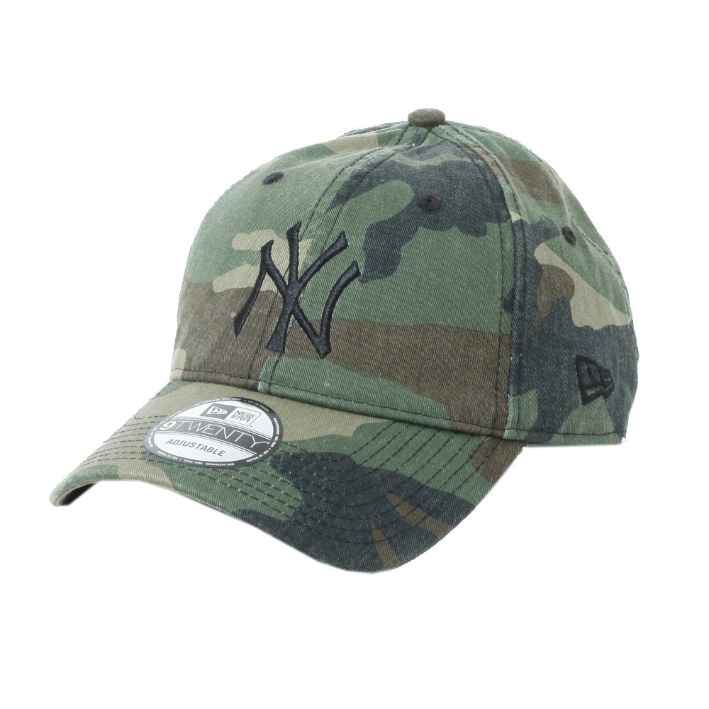 NEW ERA 9TWENTY Cloth Strap ウォッシュドコットン ニューヨーク・ヤンキース ウッドランドカモ×ブラック 11308519 MLB 帽子 Ｆ 100 ..