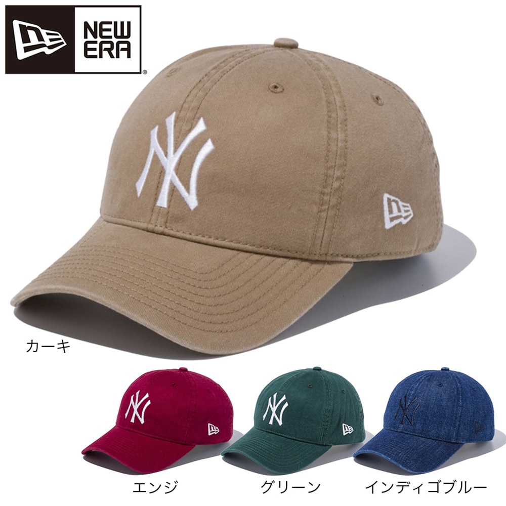ニューエラ（NEW ERA）（メンズ）帽子 キャップ 9TWENTY Cloth Strap ウォッシュドコットン ニューヨーク・ヤンキース カーキ×ホワイト 11434003 MLB