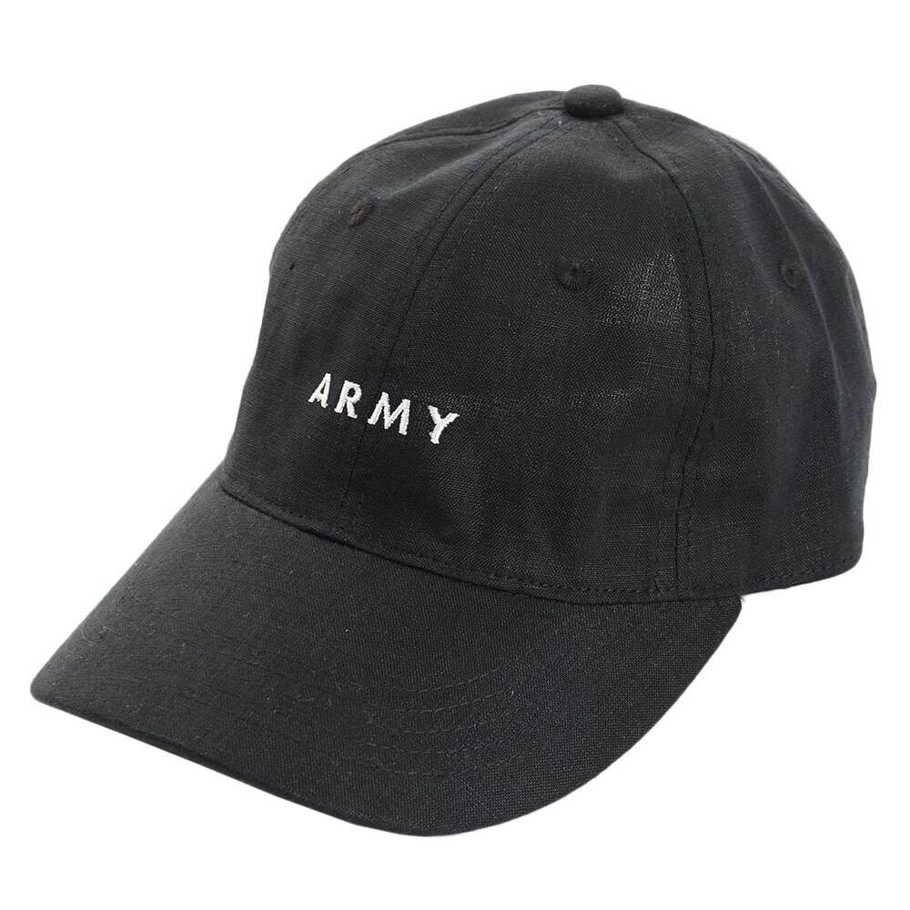  【多少の傷汚れありの為大奉仕】リネン刺繍キャップ ARMY 897PA9ST1695 BLK