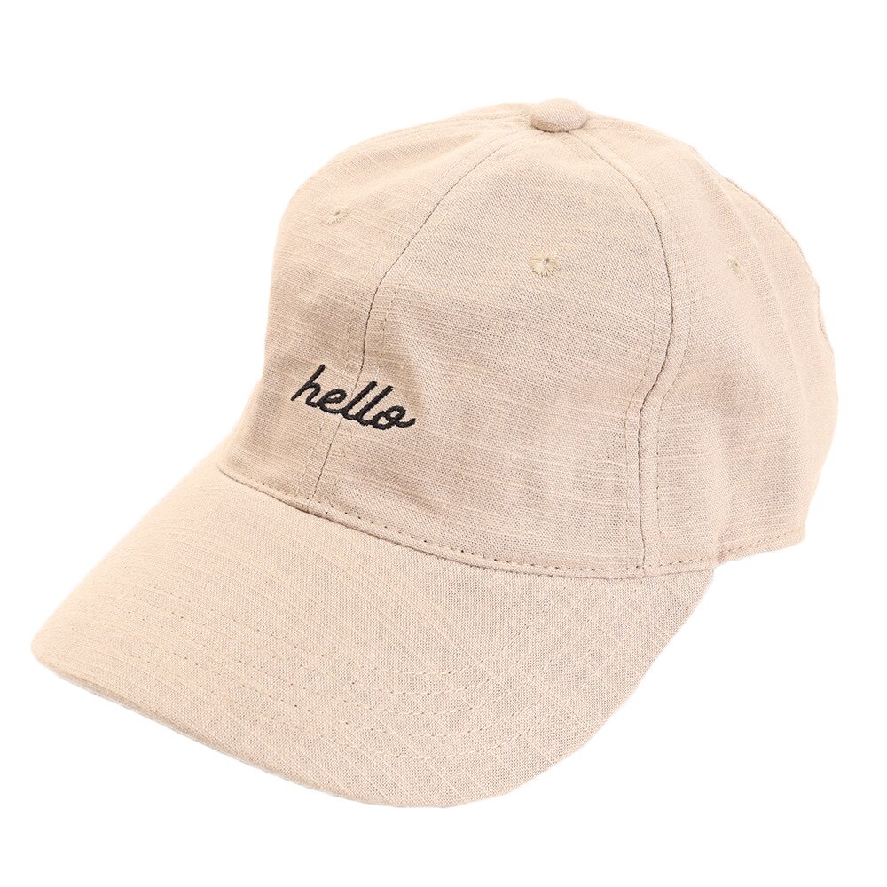  【多少の傷汚れありの為大奉仕】リネン刺繍キャップ hello 897PA9ST1705 BEG