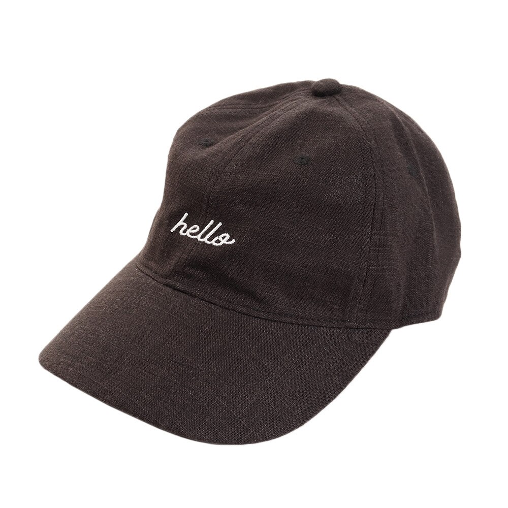  【多少の傷汚れありの為大奉仕】リネン刺繍キャップ hello 897PA9ST1705 BLK