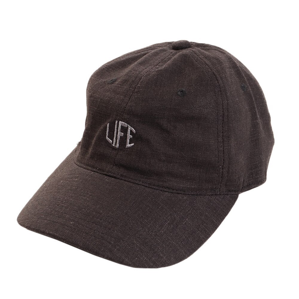  リネン刺繍キャップ LIFE 897PA9ST1707 BLK