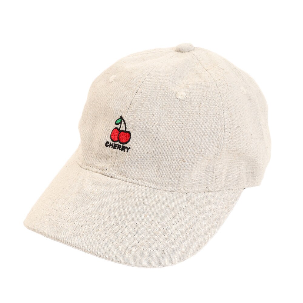  【多少の傷汚れありの為大奉仕】リネン刺繍キャップ CHERRY 897PA9ST1715 BEG