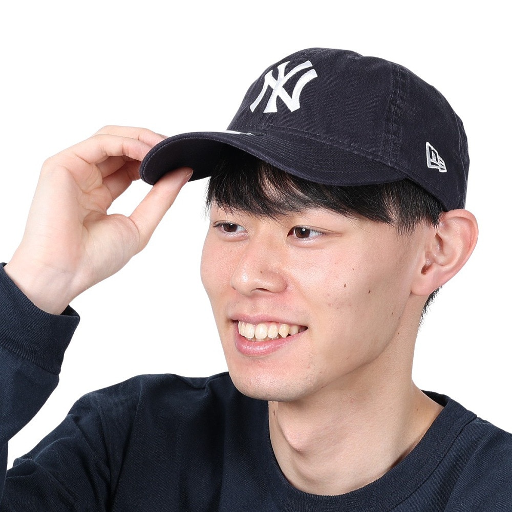 ニューエラ（NEW ERA）（メンズ）9TWENTY クロスストラップ ウォッシュドコットン ニューヨーク・ヤンキース ネイビー × ホワイト 13562176 帽子