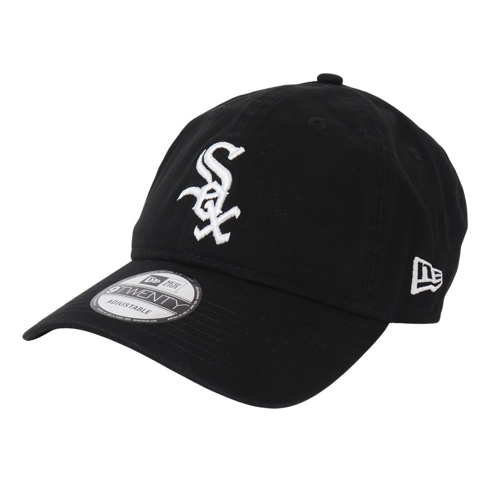 ニューエラ（NEW ERA）（メンズ）9TWENTY クロスストラップ ウォッシュドコットン シカゴ・ホワイトソックス ブラック × ホワイト 13562191 帽子 大きいサイズ
