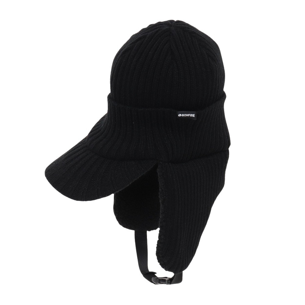 ボンファイア（Bonfire）（メンズ、レディース）リブニットフライトキャップ 20BNF3FST2295 BLK パイロットキャップ