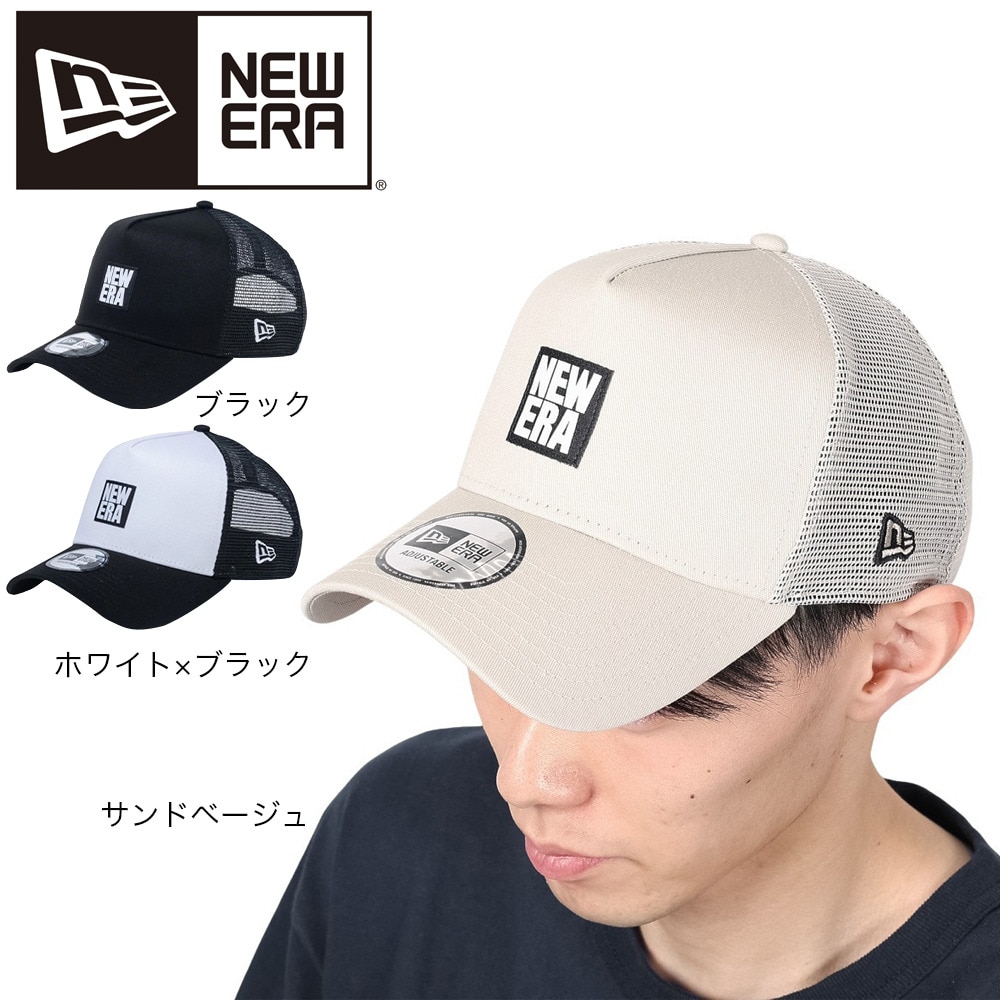 ニューエラ（NEW ERA）（メンズ、レディース）9FORTY A-Frame トラッカー スクエアニューエラ ウーブンパッチ キャップ ホワイト/ブラック 14109670