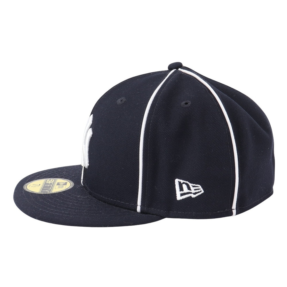 ニューエラ（NEW ERA）（メンズ、レディース）帽子 キャップ 59FIFTY パイピング ニューヨーク・ヤンキース 紺 S-LLサイズ 14109884 ロゴ スト系 日差し対策