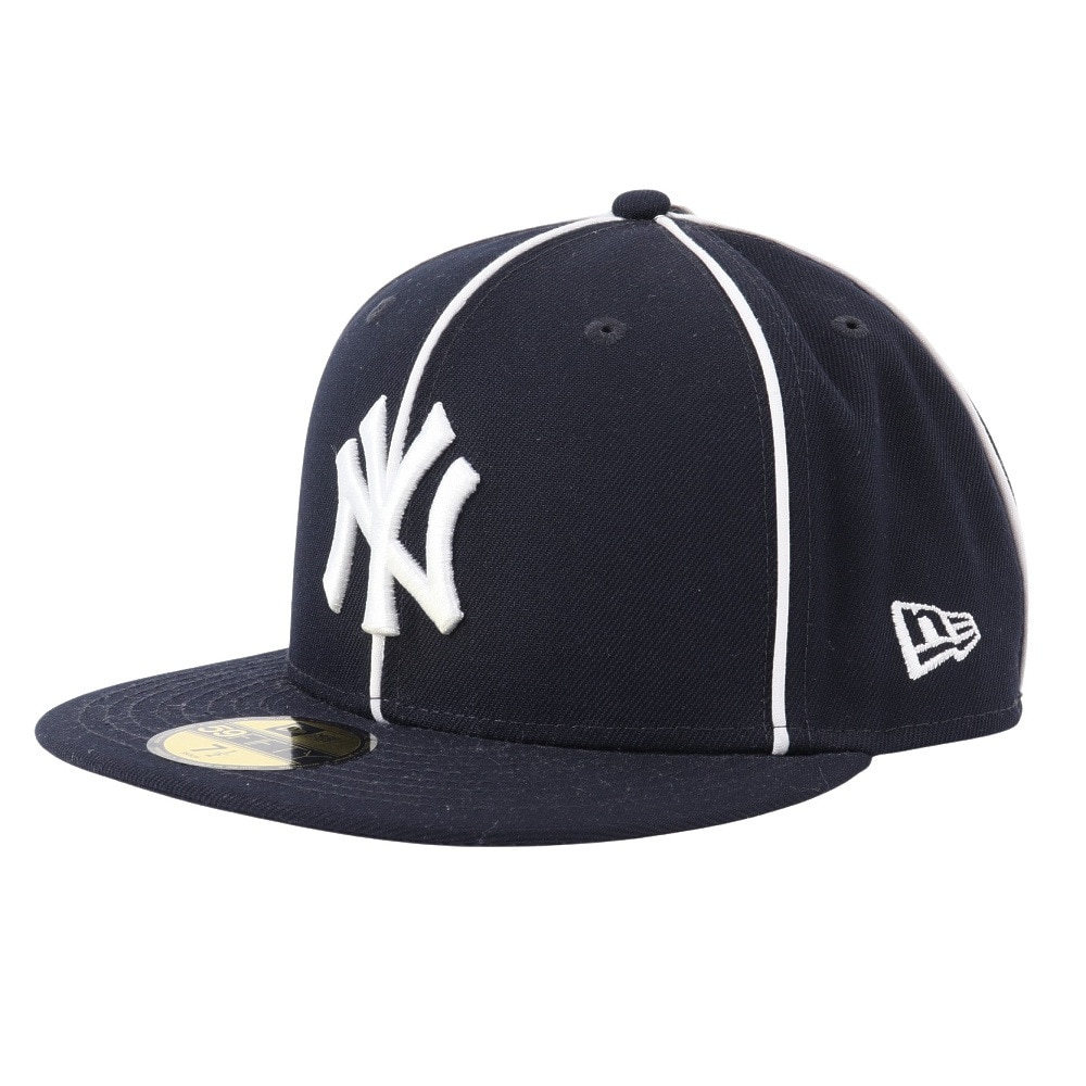 ニューエラ（NEW ERA）（メンズ、レディース）帽子 キャップ 59FIFTY パイピング ニューヨーク・ヤンキース 紺 S-LLサイズ 14109884 ロゴ スト系 日差し対策
