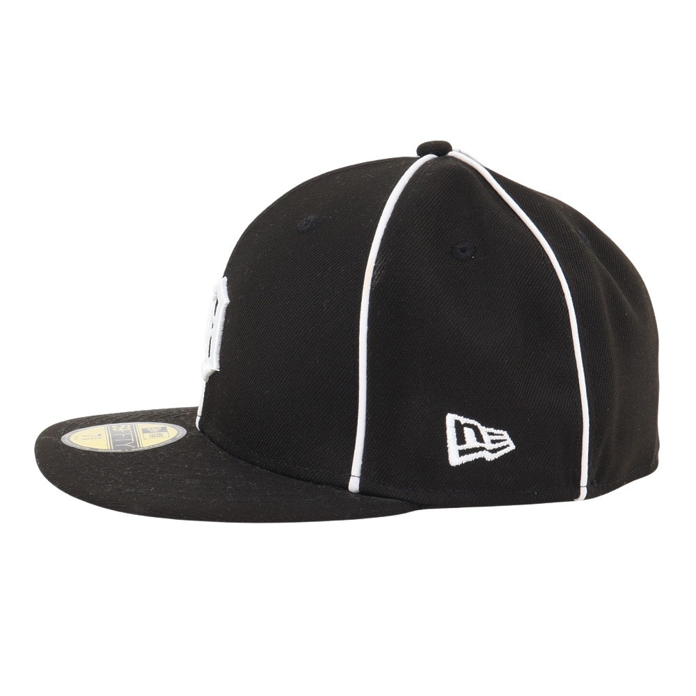 ニューエラ（NEW ERA）（メンズ、レディース）帽子 59FIFTY デトロイト・タイガース パイピング キャップ  BLK/SWHI 黒 S-LLサイズ 14109907 スポーツキャップ