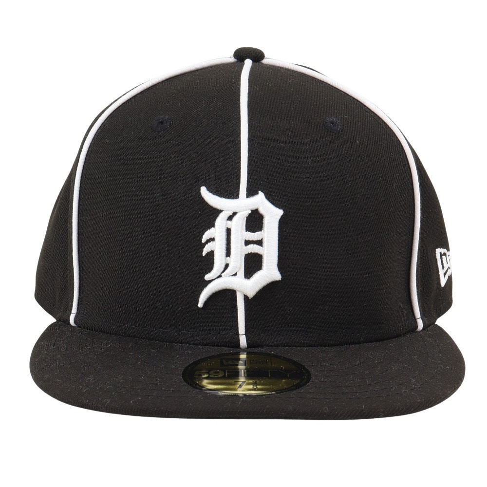 ニューエラ（NEW ERA）（メンズ、レディース）帽子 59FIFTY デトロイト・タイガース パイピング キャップ  BLK/SWHI 黒 S-LLサイズ 14109907 スポーツキャップ