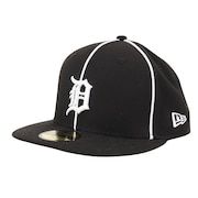 (メンズ、レディース)帽子 59FIFTY デトロイト・タイガース パイピング キャップ  BLK/SWHI 黒 S-LLサイズ 14109907 スポーツキャップ