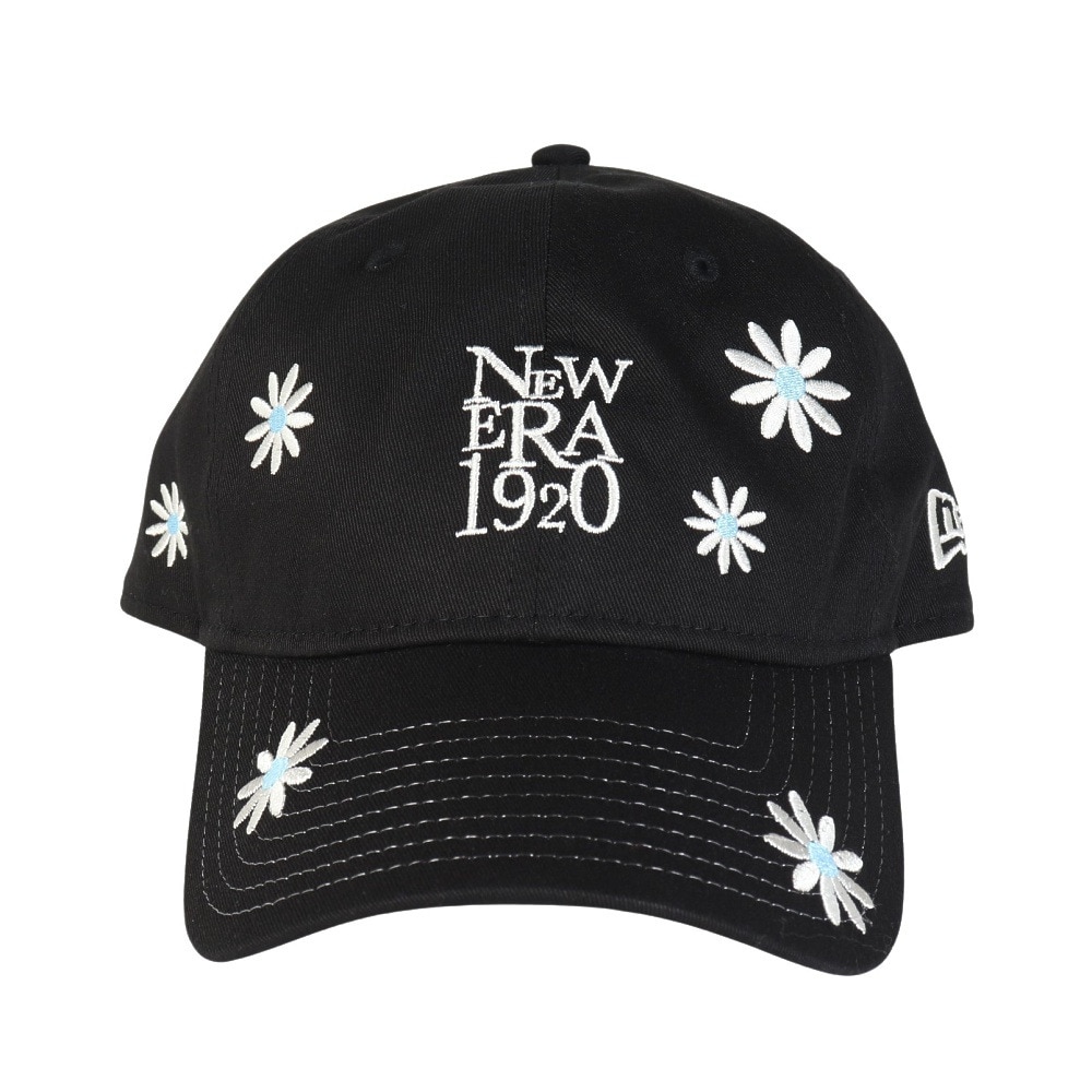 ニューエラ（NEW ERA）（メンズ、レディース）帽子 9TWENTY Flower Embroidery NEW ERA 1920  黒 Mサイズ 14388742 キャップ 花柄 刺繍 サイズ調整 