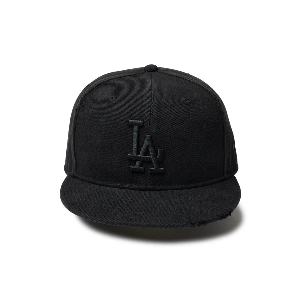 ニューエラ（NEW ERA）（メンズ、レディース）59FIFTY Damaged Series ロサンゼルス・ドジャース キャップ 黒 S-Lサイズ 14388856 ダメージ加工 シンプル