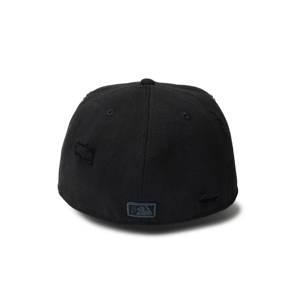 ニューエラ（NEW ERA）（メンズ、レディース）59FIFTY Damaged Series ロサンゼルス・ドジャース キャップ 黒 S-Lサイズ 14388856 ダメージ加工 シンプル