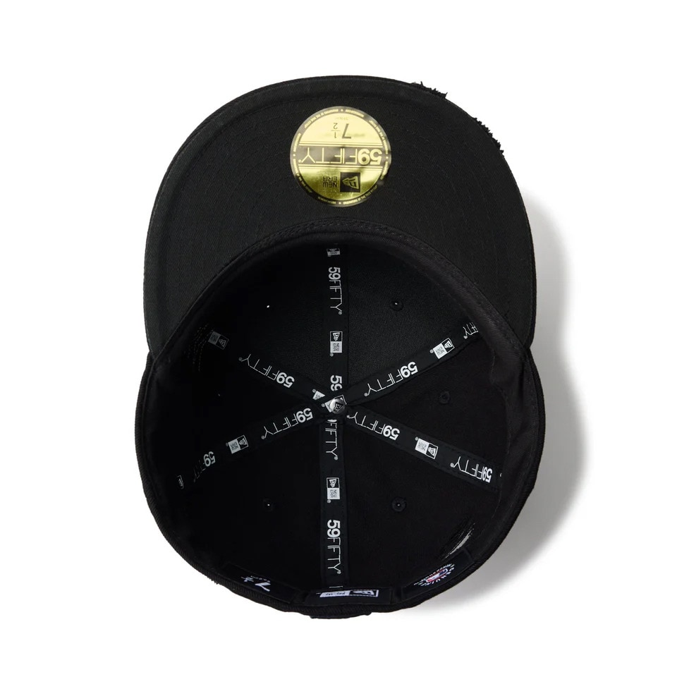 ニューエラ（NEW ERA）（メンズ、レディース）59FIFTY Damaged Series ロサンゼルス・ドジャース キャップ 黒 S-Lサイズ 14388856 ダメージ加工 シンプル