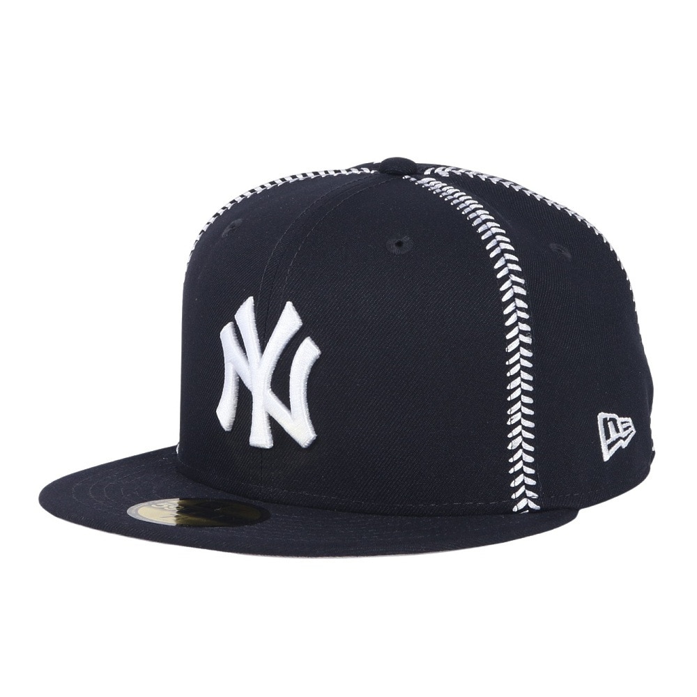 ニューエラ（NEW ERA）（メンズ、レディース）帽子 キャップ 59FIFTY MLB Ball Stitch ニューヨーク・ヤンキース 紺 S-Lサイズ 14388872 カジュアル スト系