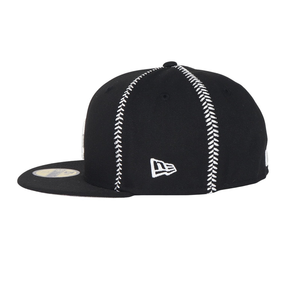 ニューエラ（NEW ERA）（メンズ、レディース）帽子 キャップ 59FIFTY MLB Ball Stitch ロサンゼルス・ドジャース 黒 S-Lサイズ  14388873 カジュアル スト系