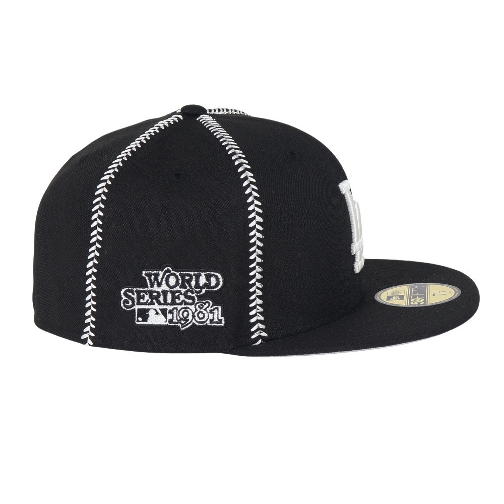 ニューエラ（NEW ERA）（メンズ、レディース）帽子 キャップ 59FIFTY MLB Ball Stitch ロサンゼルス・ドジャース 黒 S-Lサイズ  14388873 カジュアル スト系