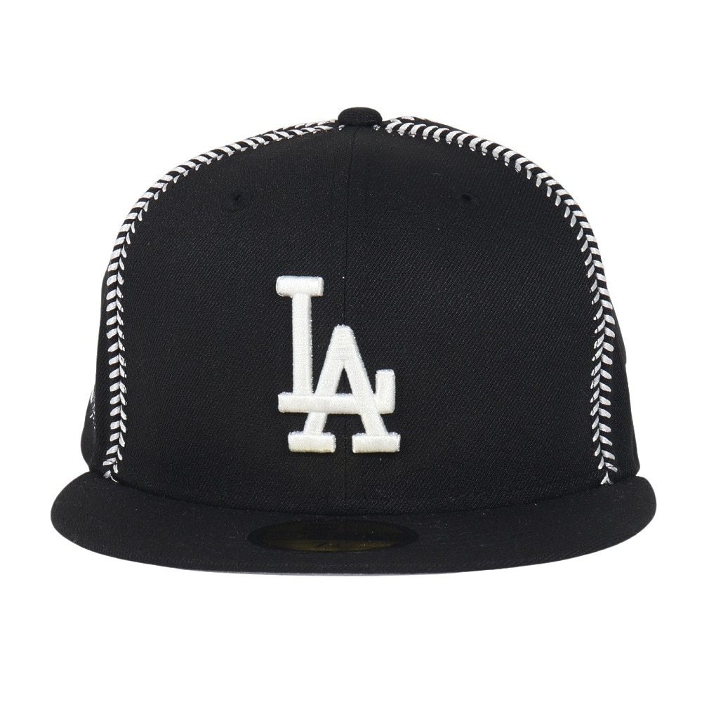 ニューエラ（NEW ERA）（メンズ、レディース）帽子 キャップ 59FIFTY MLB Ball Stitch ロサンゼルス・ドジャース 黒 S-Lサイズ  14388873 カジュアル スト系