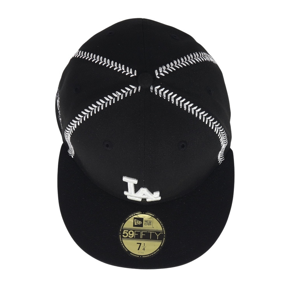 ニューエラ（NEW ERA）（メンズ、レディース）帽子 キャップ 59FIFTY MLB Ball Stitch ロサンゼルス・ドジャース 黒 S-Lサイズ  14388873 カジュアル スト系
