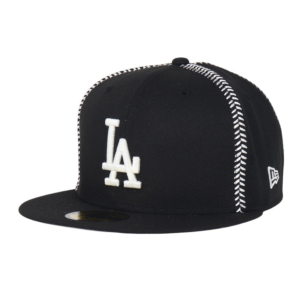 ニューエラ（NEW ERA）（メンズ、レディース）帽子 キャップ 59FIFTY MLB Ball Stitch ロサンゼルス・ドジャース 黒 S-Lサイズ  14388873 カジュアル スト系