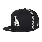(メンズ、レディース)帽子 キャップ 59FIFTY MLB Ball Stitch ロサンゼルス・ドジャース 黒 S-Lサイズ  14388873 カジュアル スト系