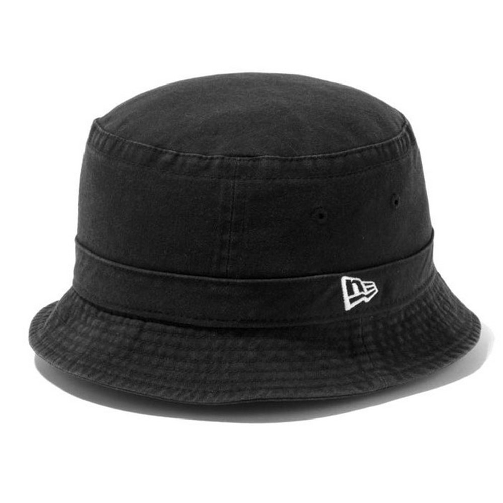 ニューエラ（NEW ERA）（メンズ、レディース）帽子 ハット バケット02 ベーシック ウォッシュドコットン 黒 S-Mサイズ(57-61cm) 14524814 バケハ バケットハット 日差し対策
