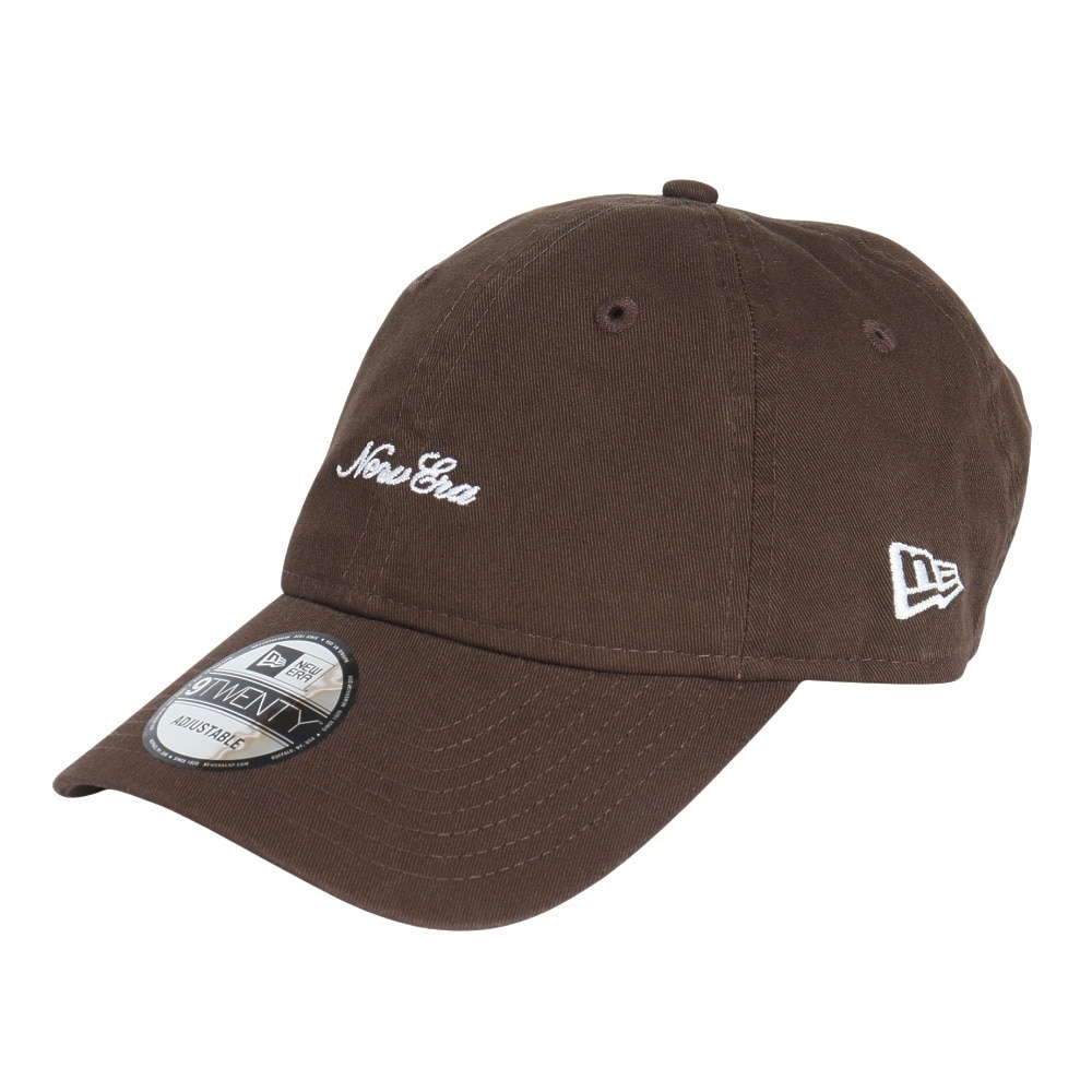 ニューエラ（NEW ERA）（メンズ、レディース）帽子 キャップ 9TWENTY スクリプトロゴ ウォッシュドコットン ウォルナット×ホワイト 14525125 57cm-61cm