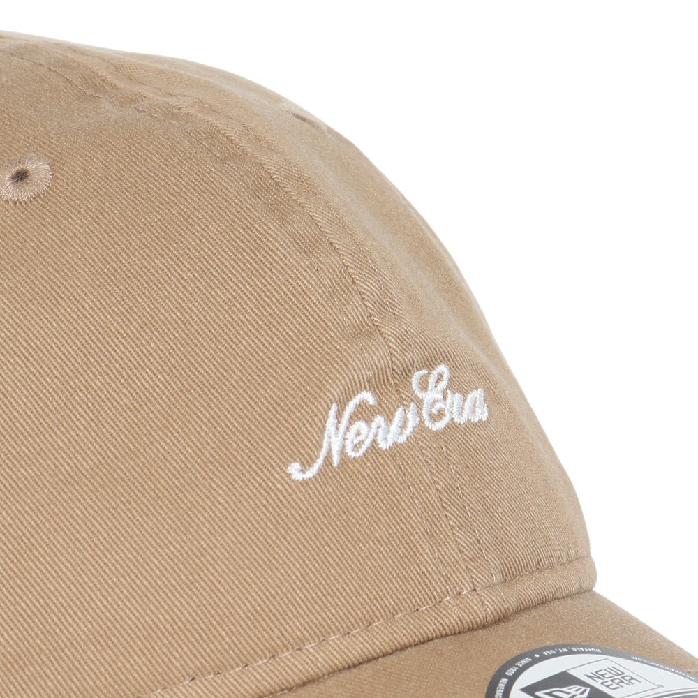 ニューエラ（NEW ERA）（メンズ、レディース）帽子 キャップ 9TWENTY スクリプトロゴ ウォッシュドコットン カーキ×ホワイト 14525127 57cm-61cm