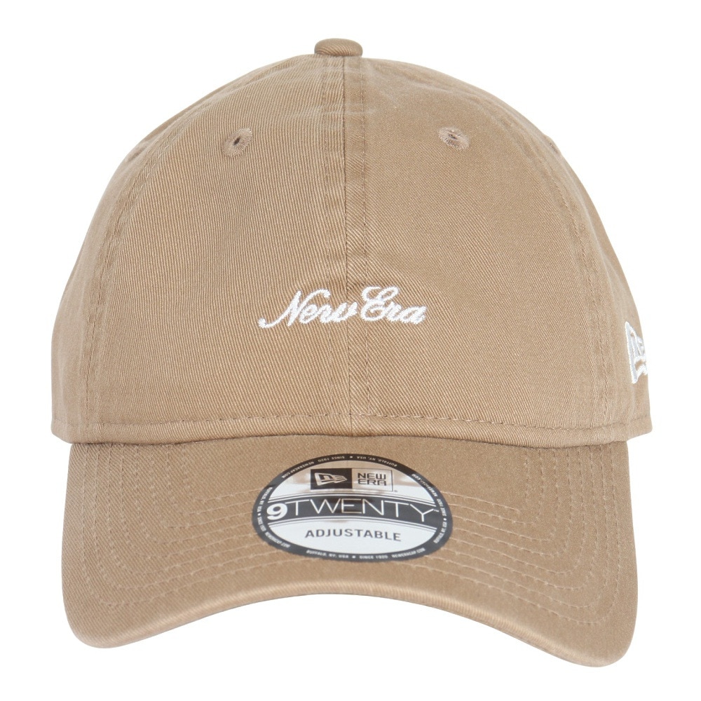ニューエラ（NEW ERA）（メンズ、レディース）帽子 キャップ 9TWENTY スクリプトロゴ ウォッシュドコットン カーキ×ホワイト 14525127 57cm-61cm