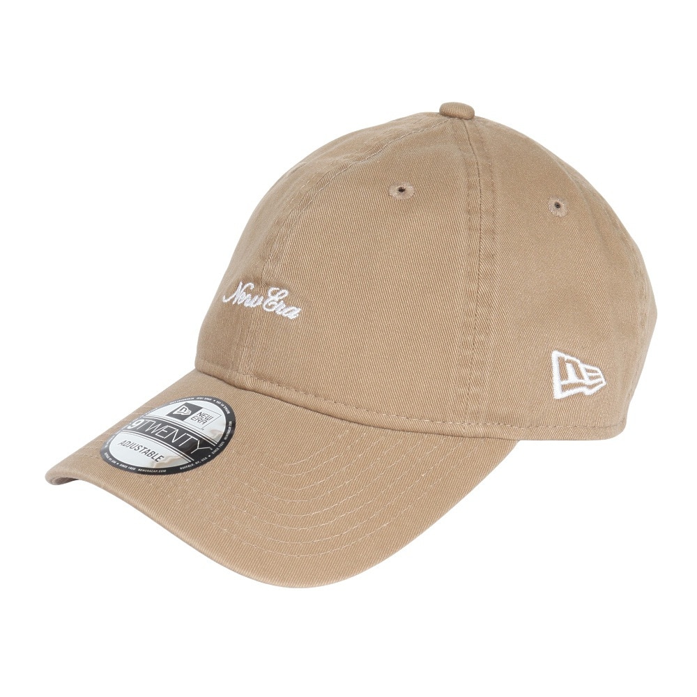 ニューエラ（NEW ERA）（メンズ、レディース）帽子 キャップ 9TWENTY スクリプトロゴ ウォッシュドコットン カーキ×ホワイト 14525127 57cm-61cm