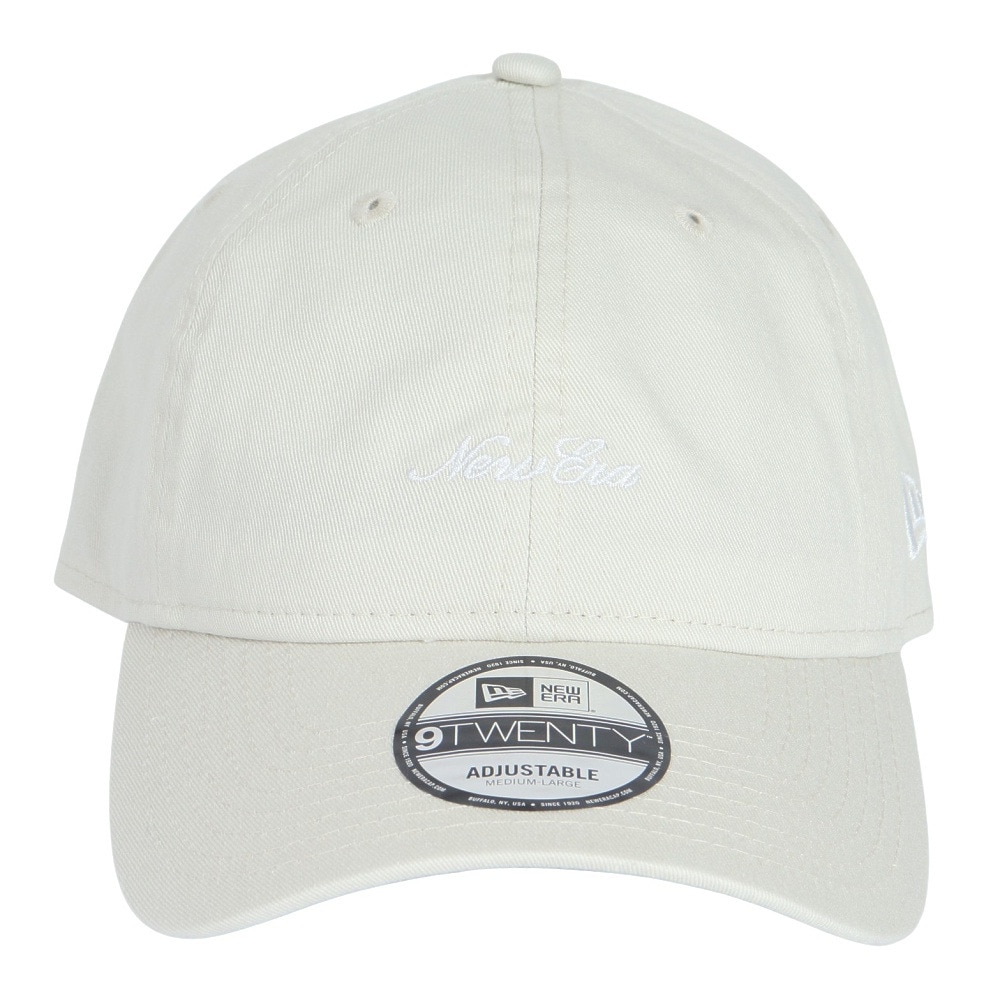 ニューエラ（NEW ERA）（メンズ、レディース）帽子 キャップ 9TWENTY スクリプトロゴ ウォッシュドコットン アイボリー×ホワイト 14525128 57cm-61cm