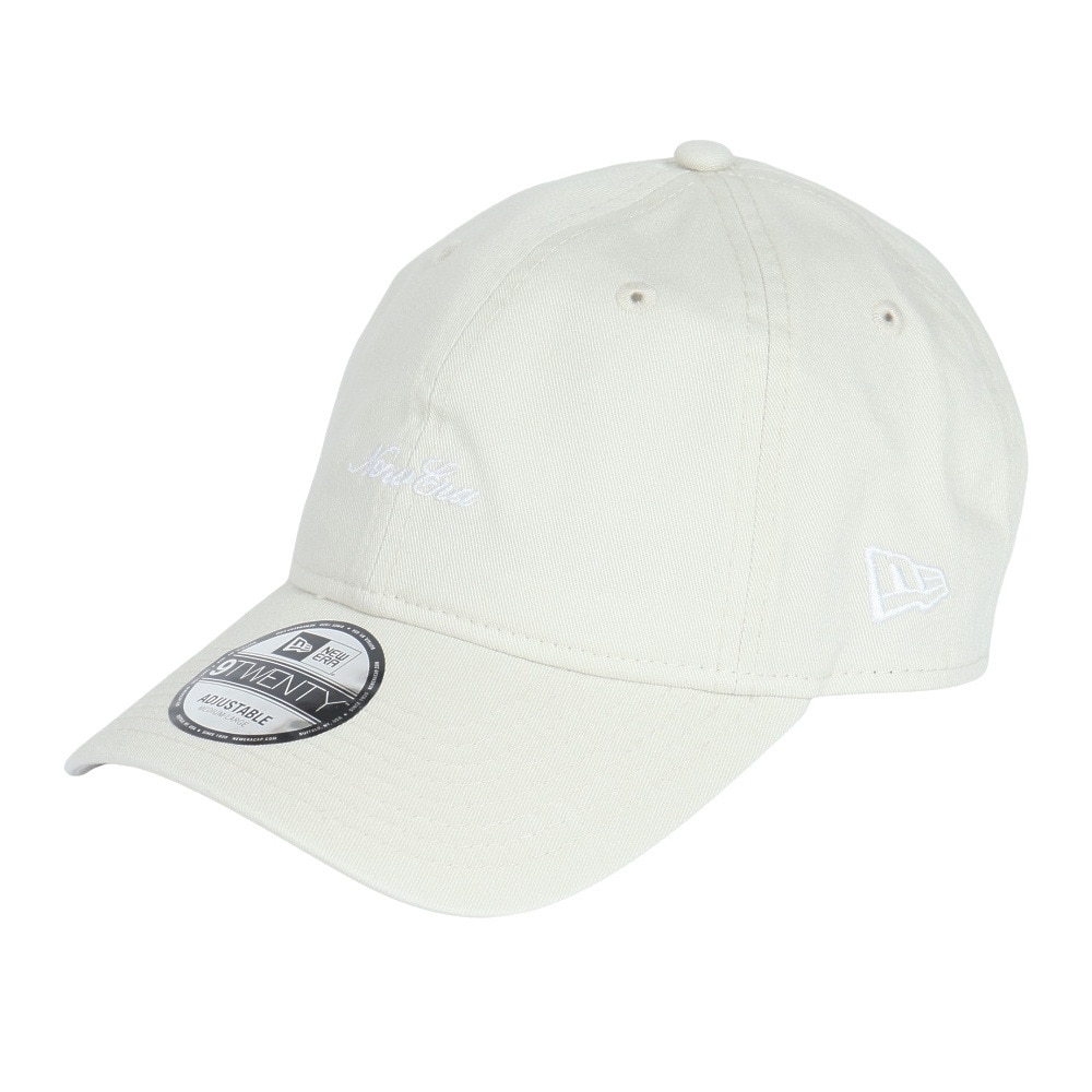 ニューエラ（NEW ERA）（メンズ、レディース）帽子 キャップ 9TWENTY スクリプトロゴ ウォッシュドコットン アイボリー×ホワイト 14525128 57cm-61cm