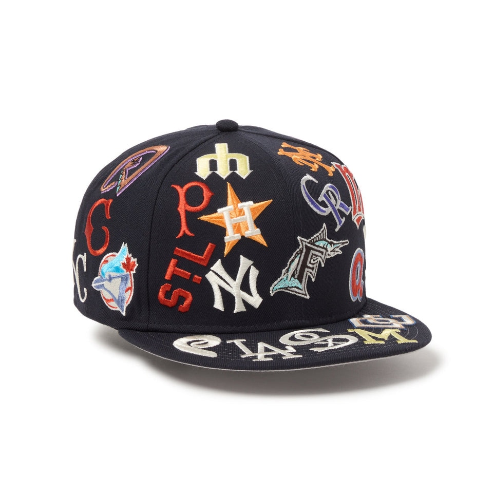 ニューエラ（NEW ERA）（メンズ、レディース）帽子 9FIFTY Team Logo Allover MLB キャップ 紺 ネイビー S-Mサイズ 14667799