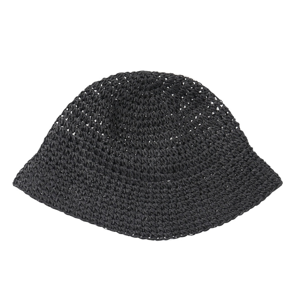 エアボーン（ARBN）（メンズ、レディース）帽子 STRAW SAUNA ハット 黒 AR24FW-HAT007BLK 麦わらハット 透かし編み ナチュラル リゾート ビーチ 春夏 