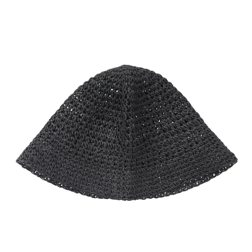 エアボーン（ARBN）（メンズ、レディース）帽子 STRAW SAUNA ハット 黒 AR24FW-HAT007BLK 麦わらハット 透かし編み ナチュラル リゾート ビーチ 春夏 
