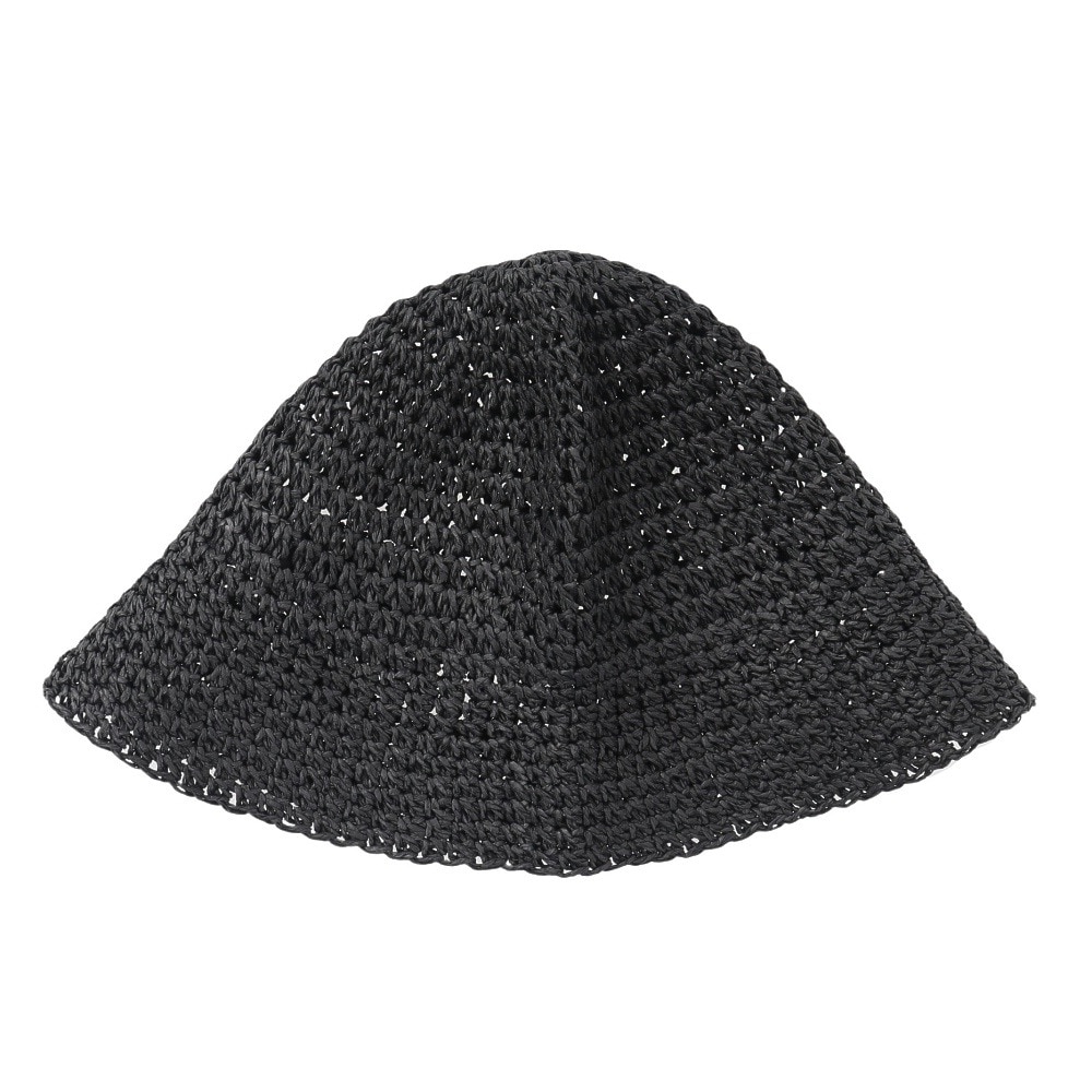 エアボーン（ARBN）（メンズ、レディース）帽子 STRAW SAUNA ハット 黒 AR24FW-HAT007BLK 麦わらハット 透かし編み ナチュラル リゾート ビーチ 春夏 