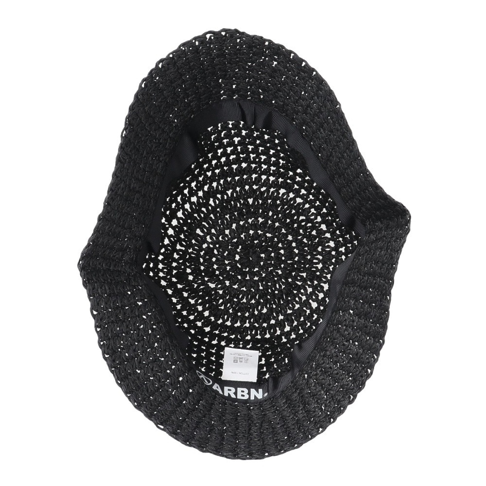 エアボーン（ARBN）（メンズ、レディース）帽子 STRAW SAUNA ハット 黒 AR24FW-HAT007BLK 麦わらハット 透かし編み ナチュラル リゾート ビーチ 春夏 