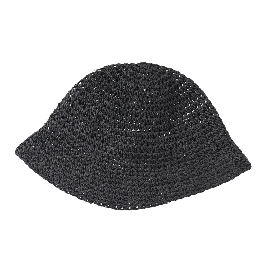 エアボーン（ARBN）（メンズ、レディース）帽子 STRAW SAUNA ハット 黒 AR24FW-HAT007BLK 麦わらハット 透かし編み ナチュラル リゾート ビーチ 春夏 