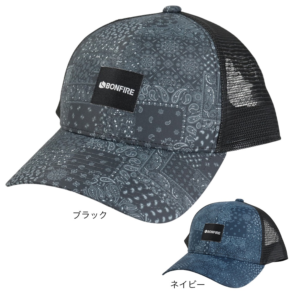 ボンファイア（Bonfire）（メンズ、レディース）バンダナパターン メッシュキャップ 20BNF4SST2328 BLK 熱中症対策