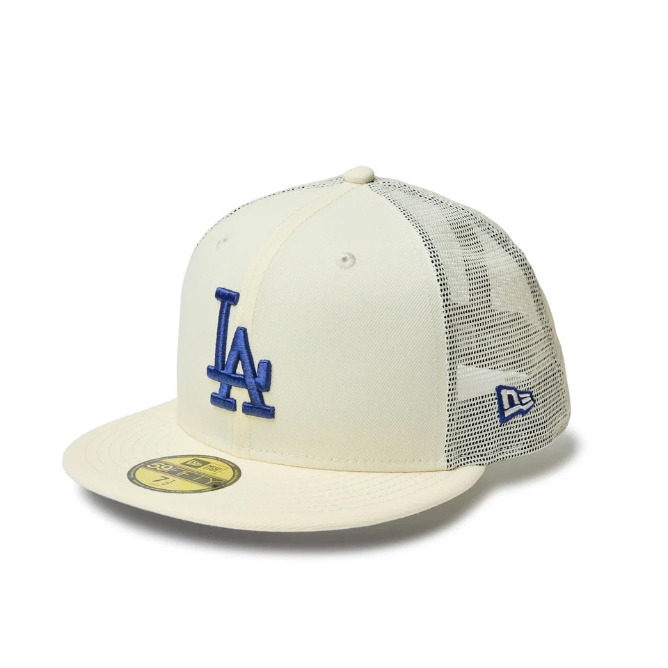 ニューエラ（NEW ERA）（メンズ、レディース）帽子 キャップ 59FIFTY トラッカー Beautiful Beach ロサンゼルス・ドジャース  白 S-Lサイズ 14388814 メッシュ