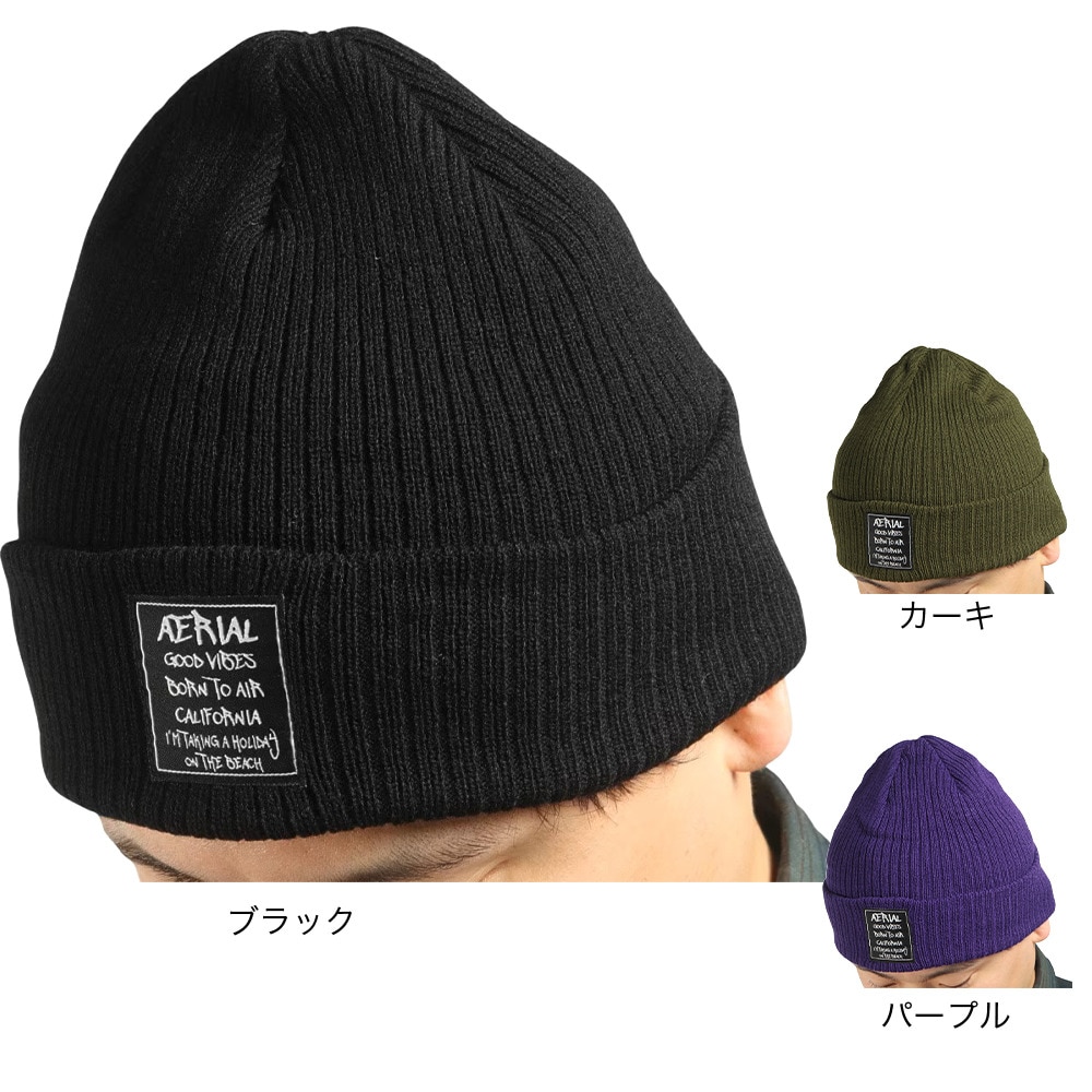 エアボーン（ARBN）（メンズ、レディース）ニット帽 RIB カフ ワッチ ARBN2022FWC010 BLK 防寒