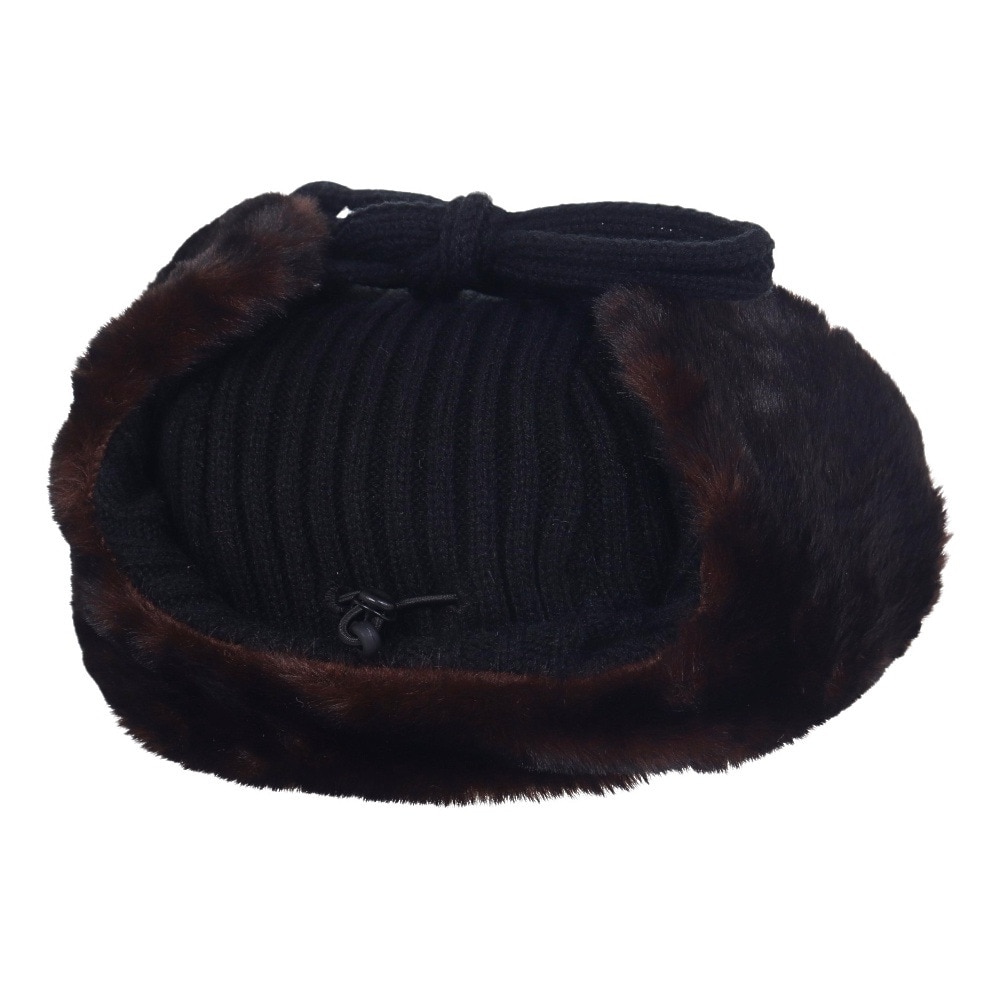 ヤックパック（YAK PAK）（メンズ、レディース）リブニット フライトキャップ YAK-PAK-23F007 BLK パイロットキャップ 耳当て付き 黒